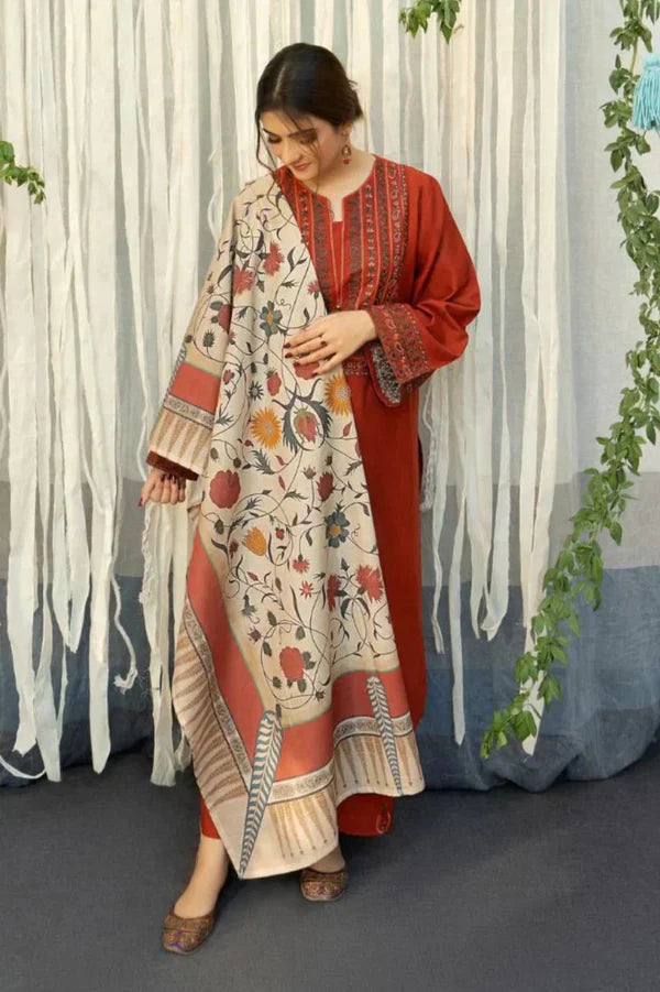 UROOJ EMB 3Pc With Shawl