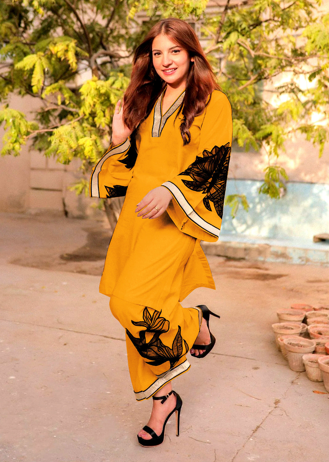 ALMOND 2PC ( SHIRT + PLAZO)