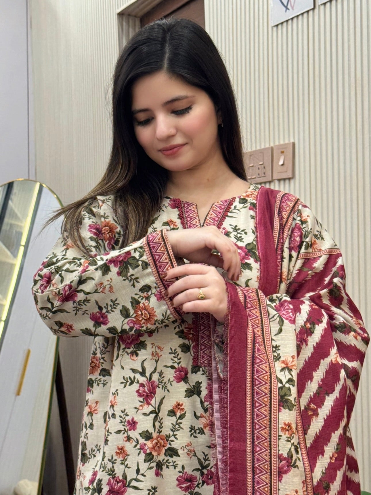 Bin Saeed Khaddar With Shawl 3-piece 03