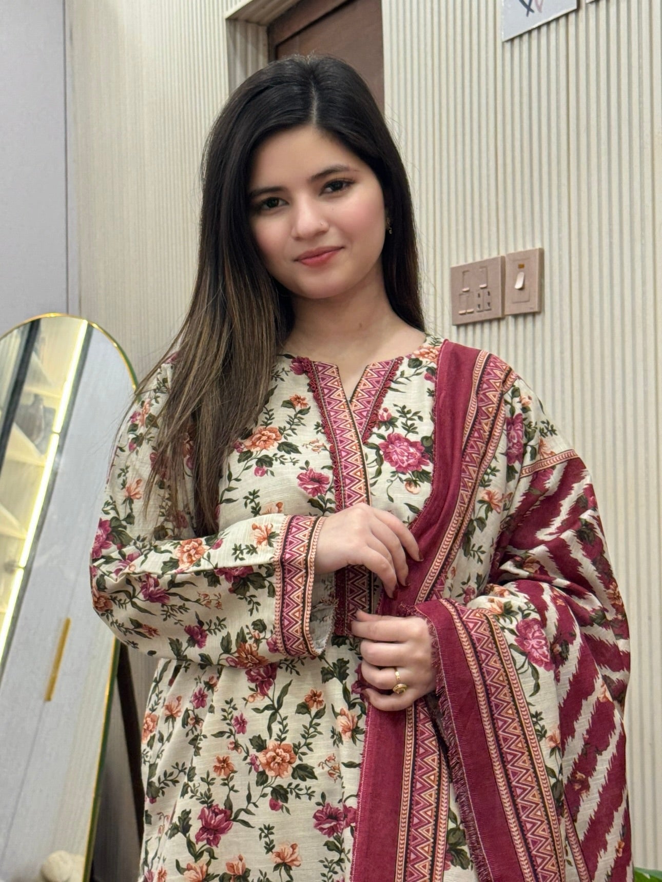 Bin Saeed Khaddar With Shawl 3-piece 03