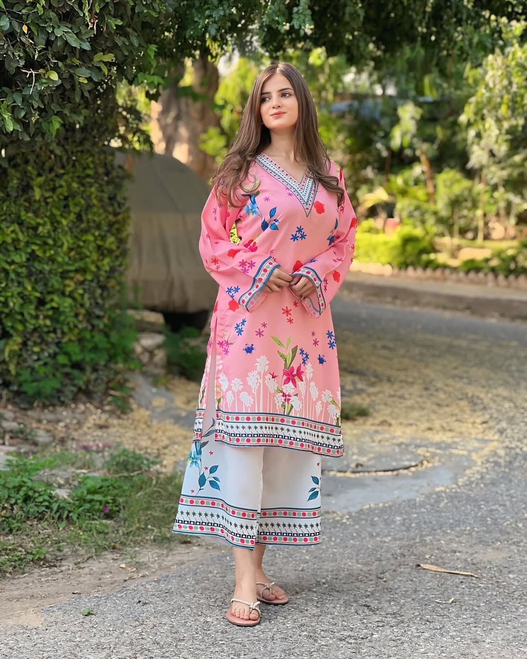 PINK FLORAL DIGITAL PRINTED 2PC