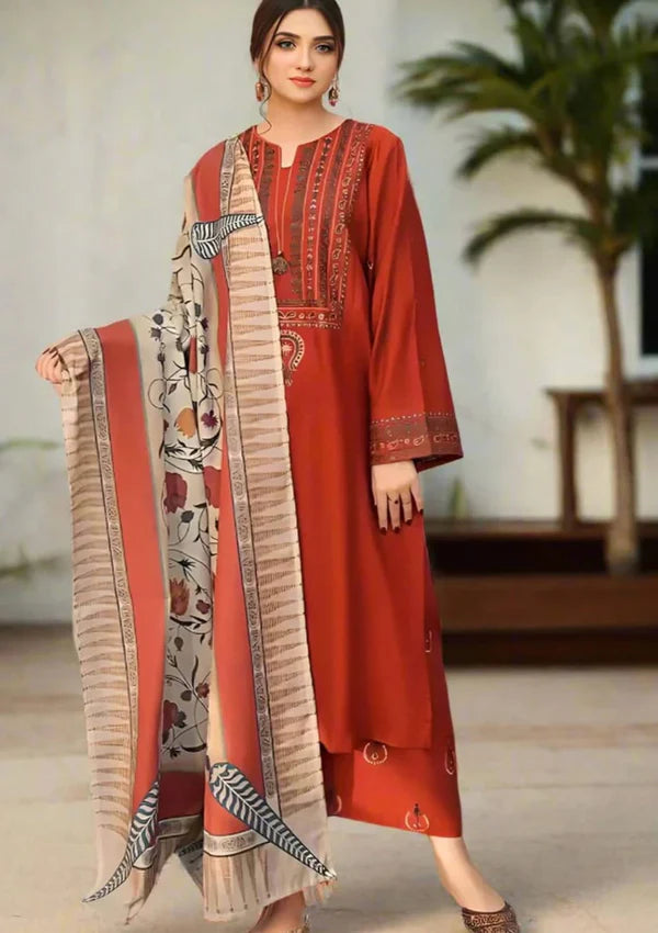 UROOJ EMB 3Pc With Shawl